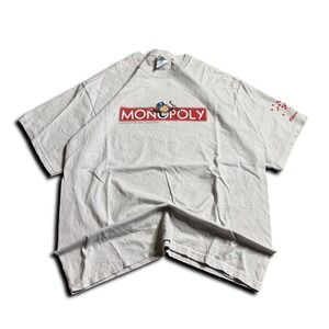 Monopoly Graphic T Shirt Y2K Grunge Short Sleeve Vintage Money Style Size Large